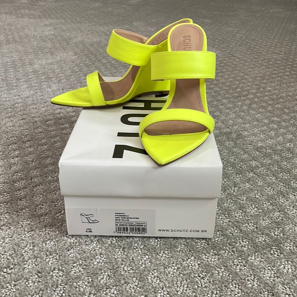 Neon Yellow Schutz Soraya Wedges